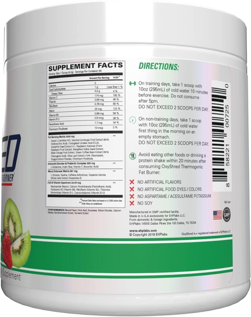 EHP Labs OxyShred Pre Workout Powder facts