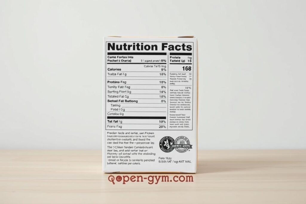 Nutrition facts for chicken tenders