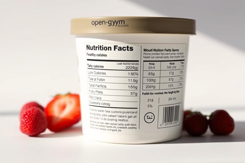 Nutrition facts for healthy ice cream