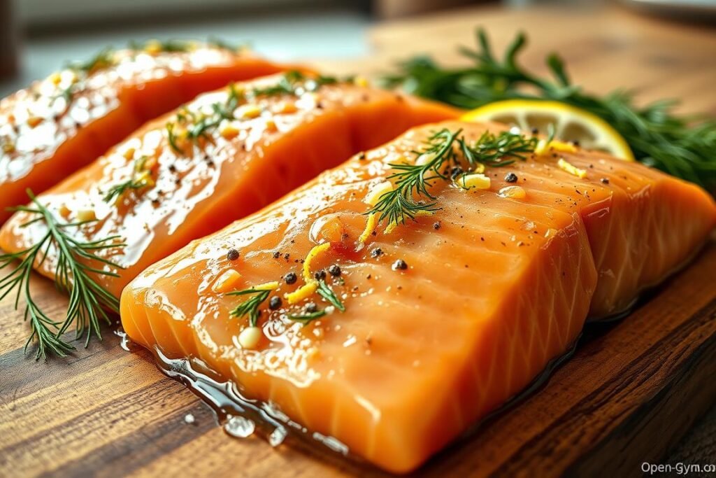 fresh salmon with herbs and spices for salmon recipes